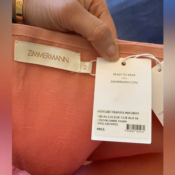 SOLD * Zimmermann Postcard Ombre Strapless Maxi Dress - Picture 4 of 9